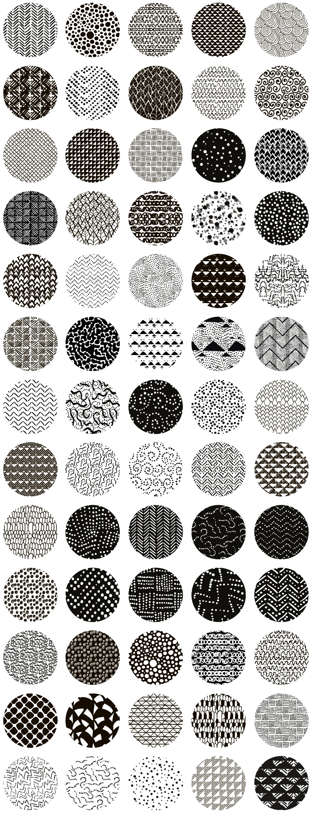 65款抽象黑色几何涂鸦图案纹理背景矢量设计素材 65 Monochrome Patterns_img_2