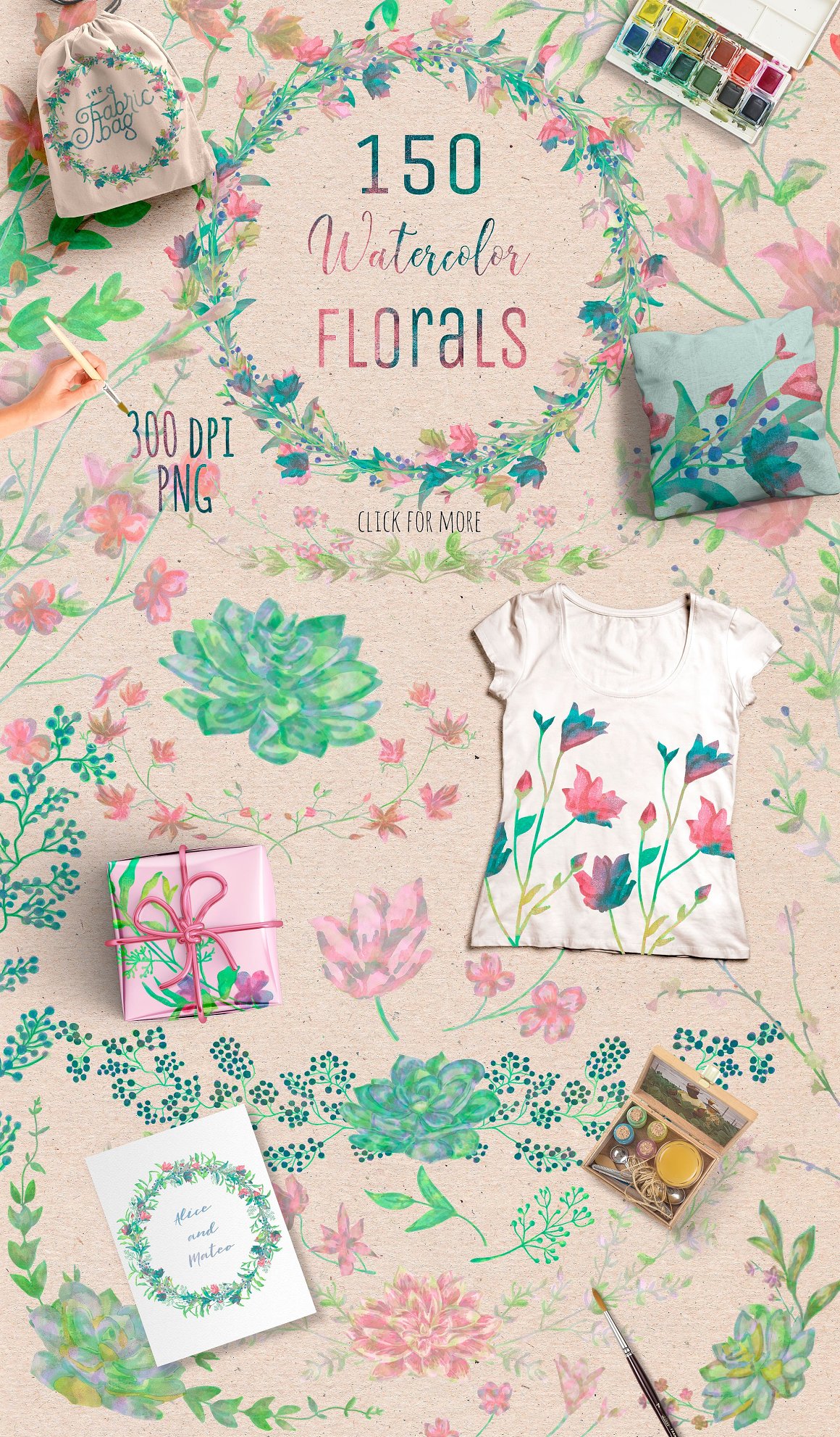 500款花卉手绘插画无缝隙图案设计素材 Floral Bundle ~ New Items Added_img_2