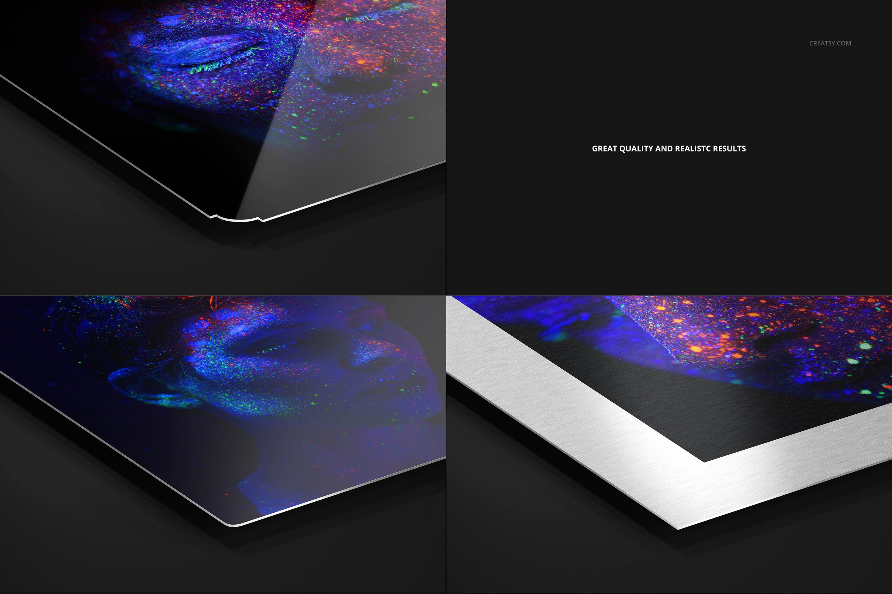 时尚铝打印特写PS智能贴图样机模板合集 Aluminum Print Closeups Mockup Set_img_2