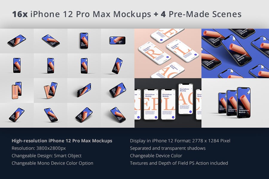 时尚APP界面设计iPhone 12 Pro Max手机屏幕演示样机 Phone 12 Pro Max Mockup_img_2