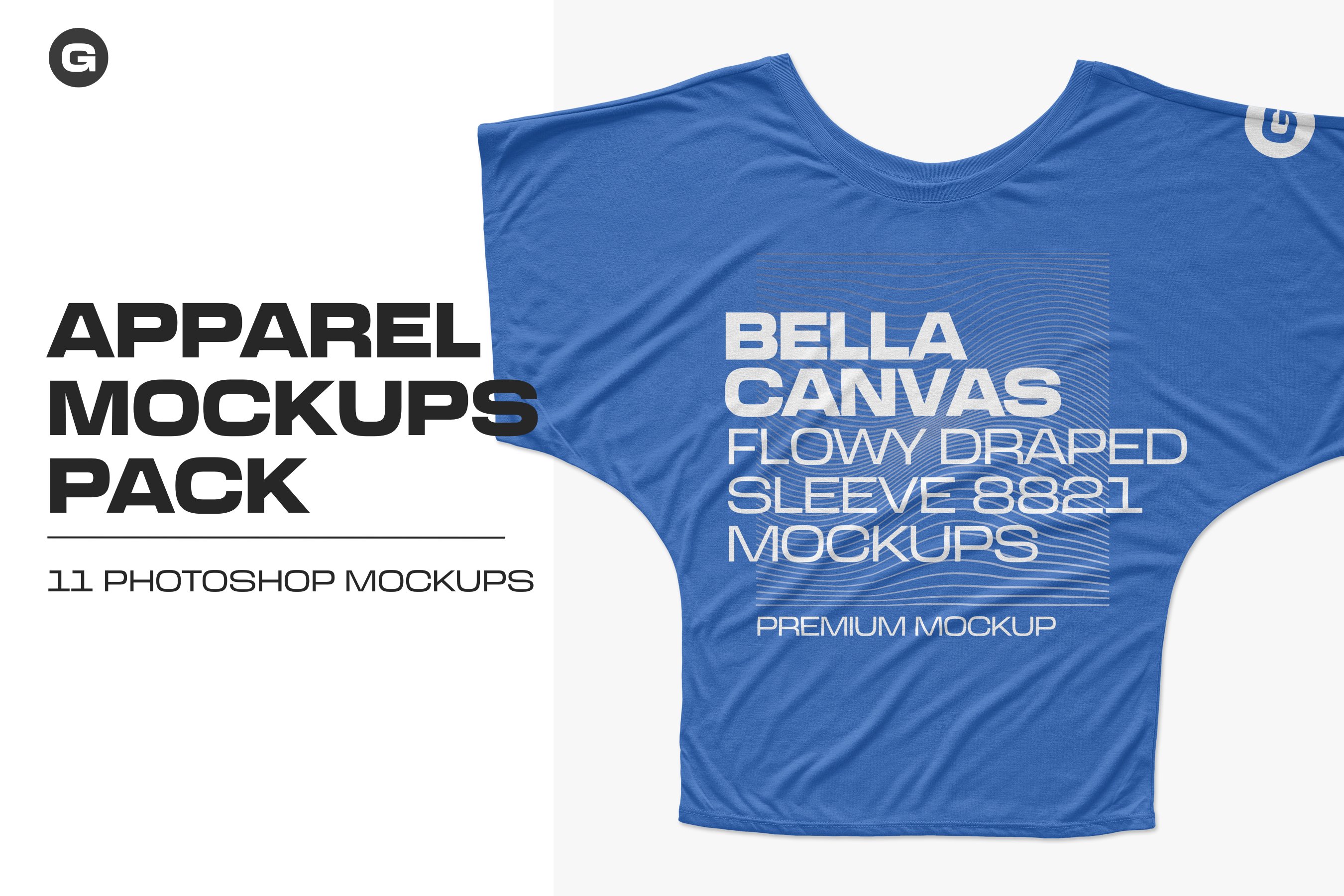 11款逼真女士半袖T恤印花图案展示PS贴图样机模板 Bella Canvas Draped Sleeve Mockups_img_2