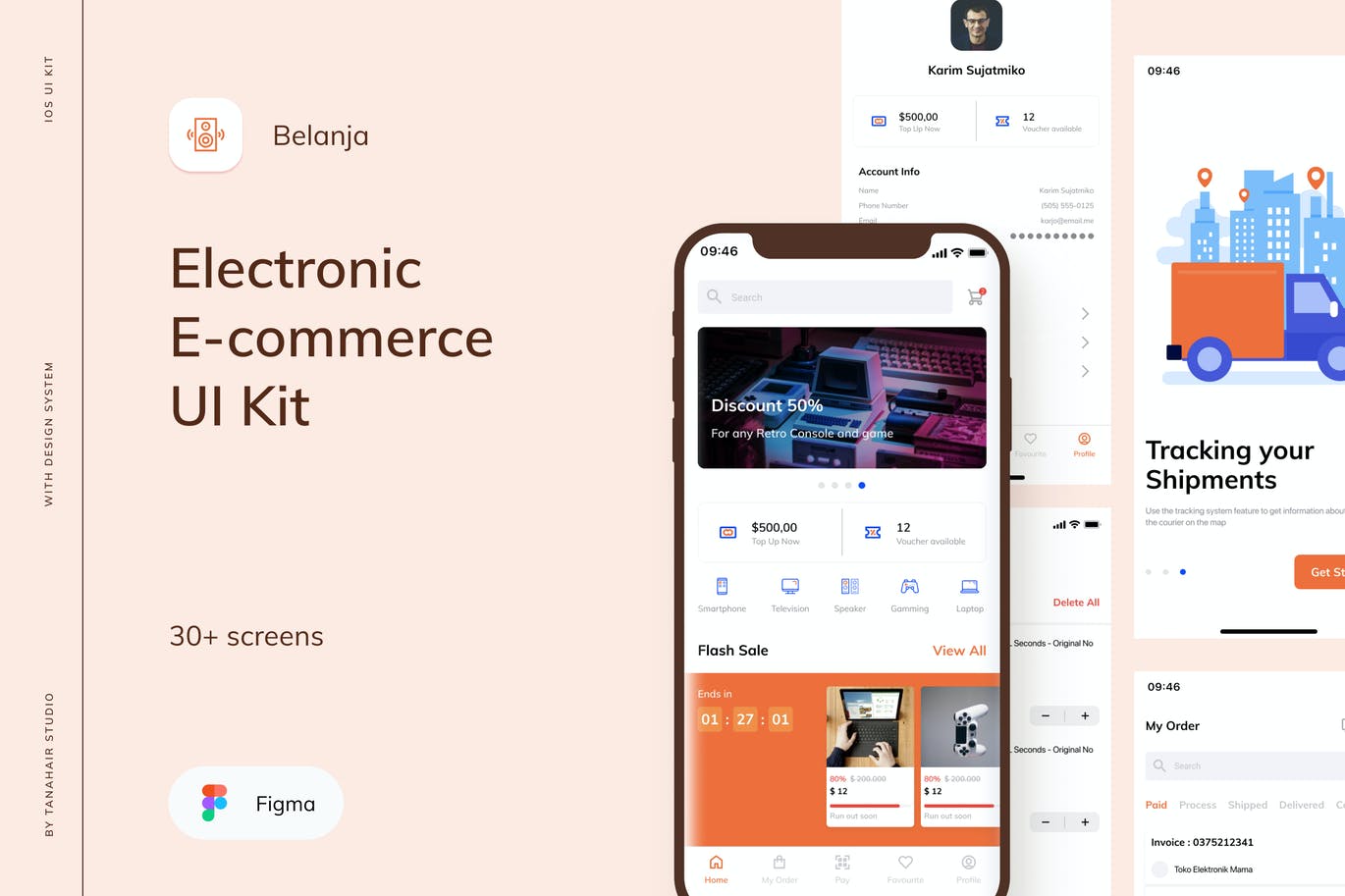 现代时尚电子商城APP界面设计UI套件FIG模板 Belanja - Electronic E-commerce UI Kit_img_2