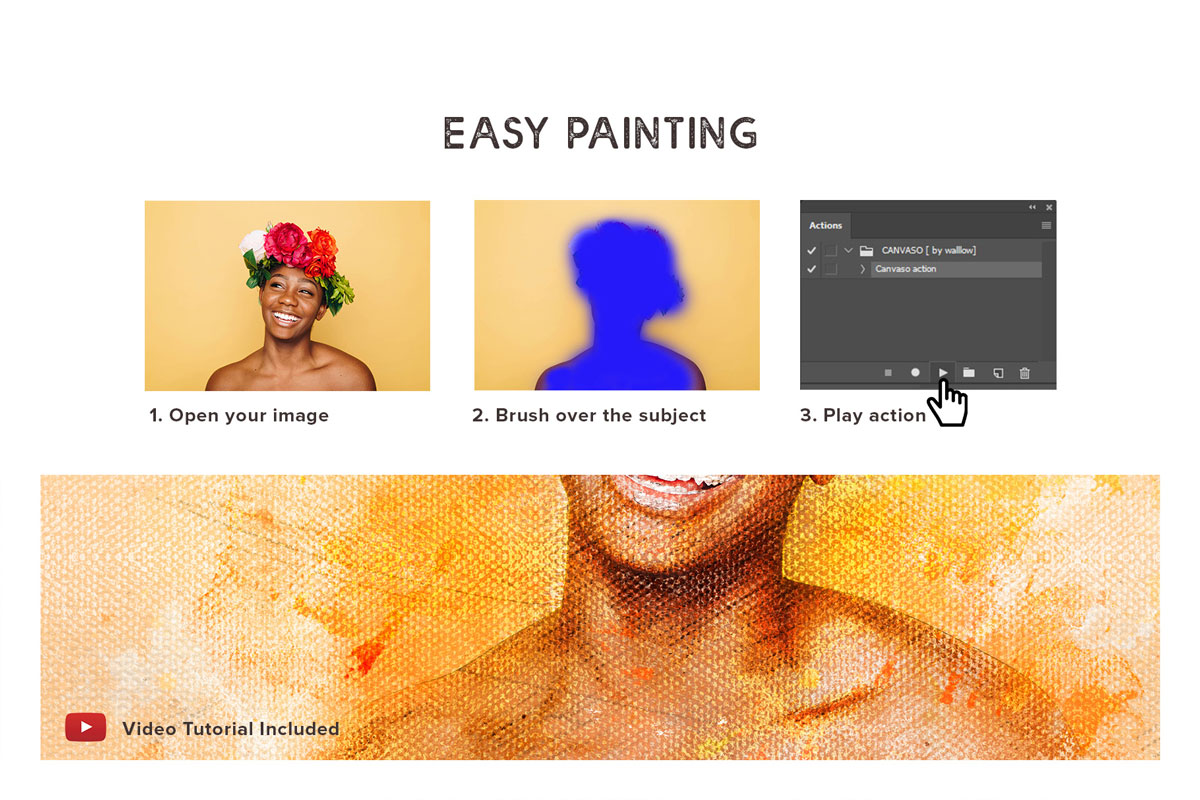 逼真画布油画艺术绘画效果照片处理特效PS动作模板 Canvaso Photoshop Action_img_2