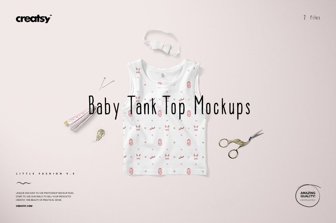 婴儿吊带背心印花图案设计PS样机合集 Baby Tank Top Mockup Set_img_2