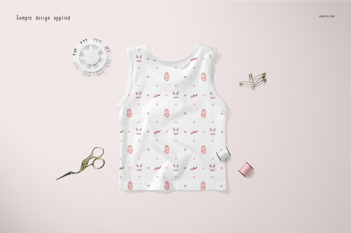 婴儿吊带背心印花图案设计PS样机合集 Baby Tank Top Mockup Set_img_2