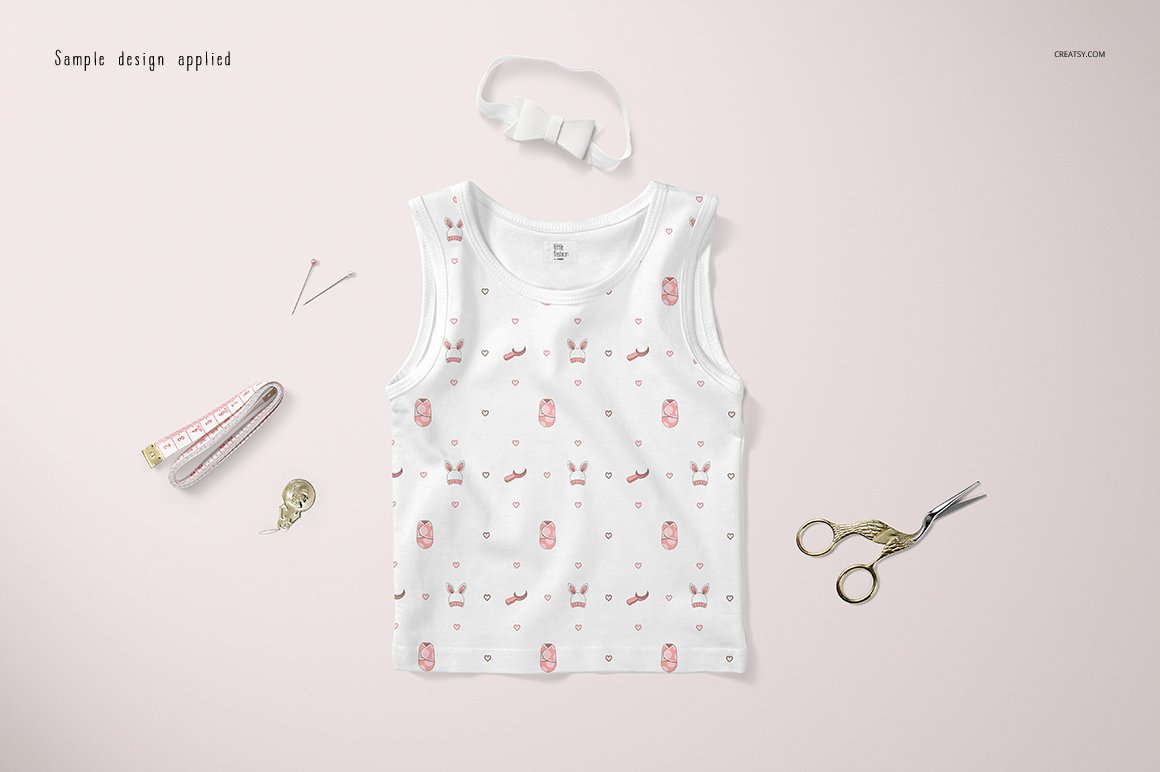 婴儿吊带背心印花图案设计PS样机合集 Baby Tank Top Mockup Set_img_2