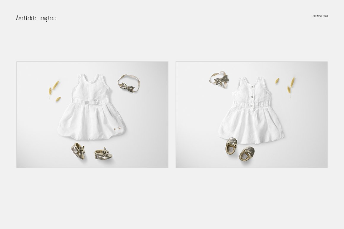 婴儿礼服印花图案设计PS贴图样机合集 Baby Dress Mockup Set_img_2