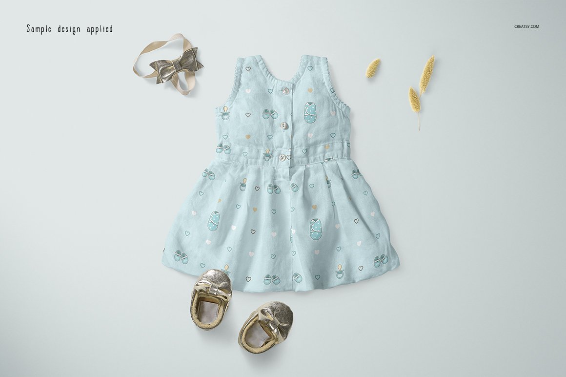 婴儿礼服印花图案设计PS贴图样机合集 Baby Dress Mockup Set_img_2