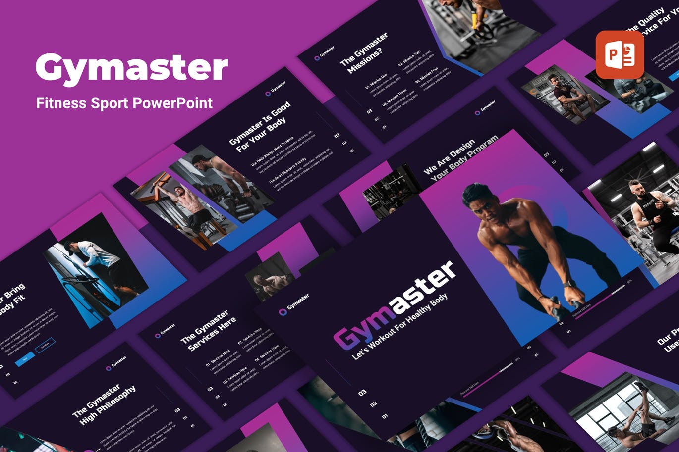 运动健身主题幻灯片PPT设计模板 Gymaster - Fitness Sport PowerPoint Template_img_2