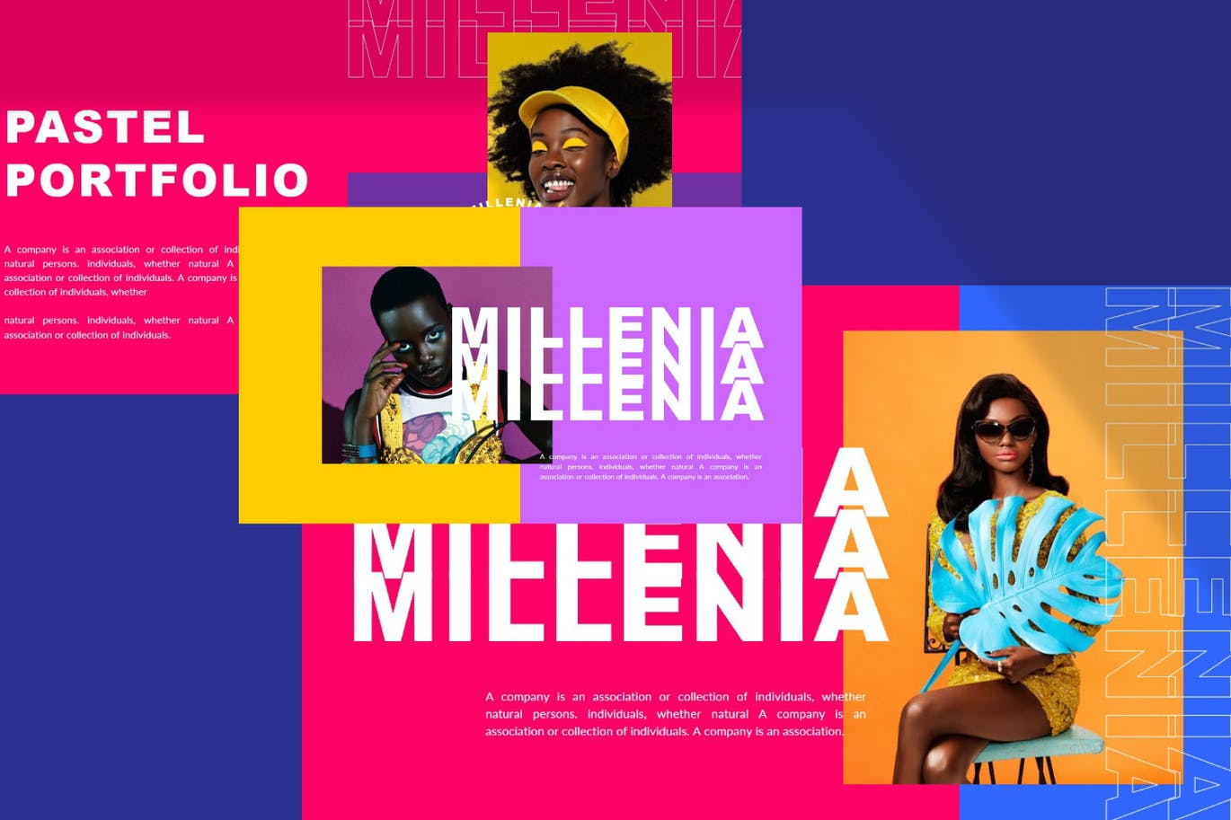 时尚炫彩品牌策划提案简报作品集设计PPT+Keynote模板 Millenia - Fashion PowerPoint Template_img_2