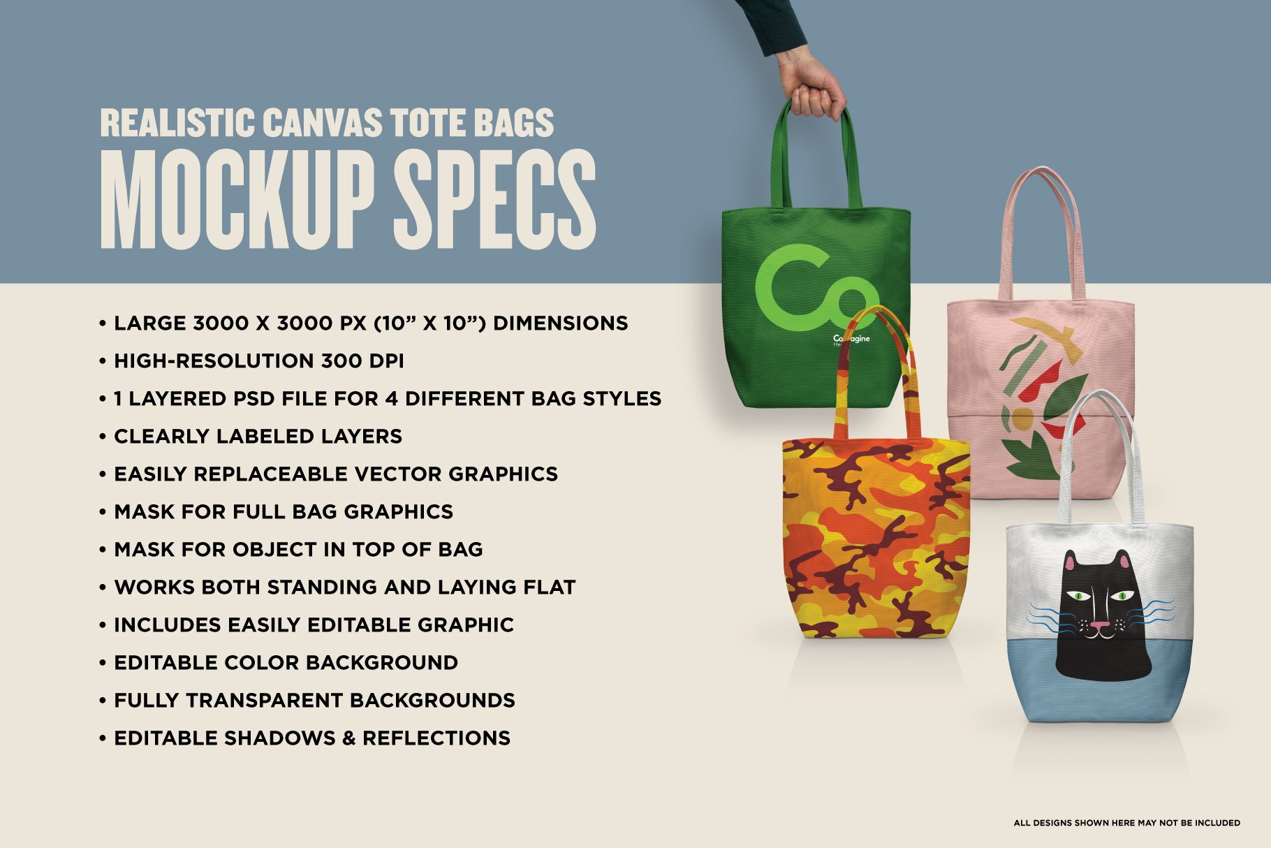 逼真白色帆布手提袋样机素材 Realistic Canvas Tote Bag Mockups_img_2