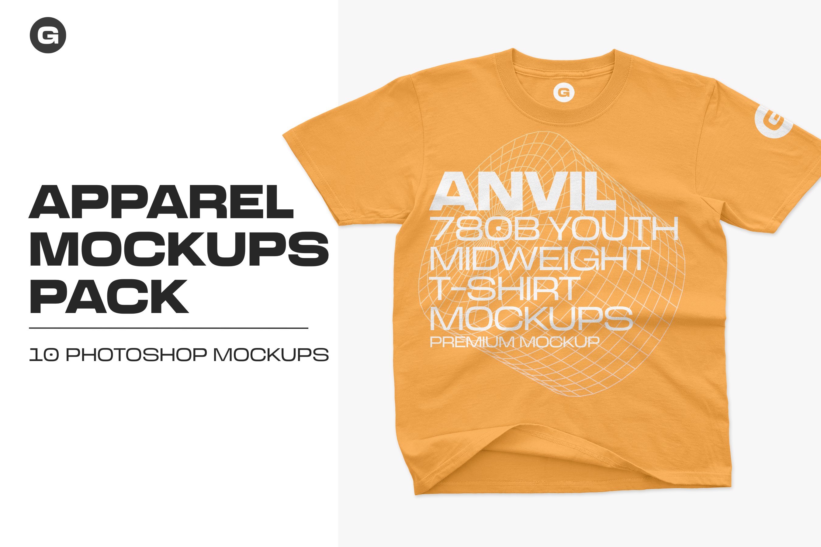 10款逼真半袖T恤印花图案设计PS智能贴图样机模板 Anvil 780B Youth T-Shirt Mockups_img_2