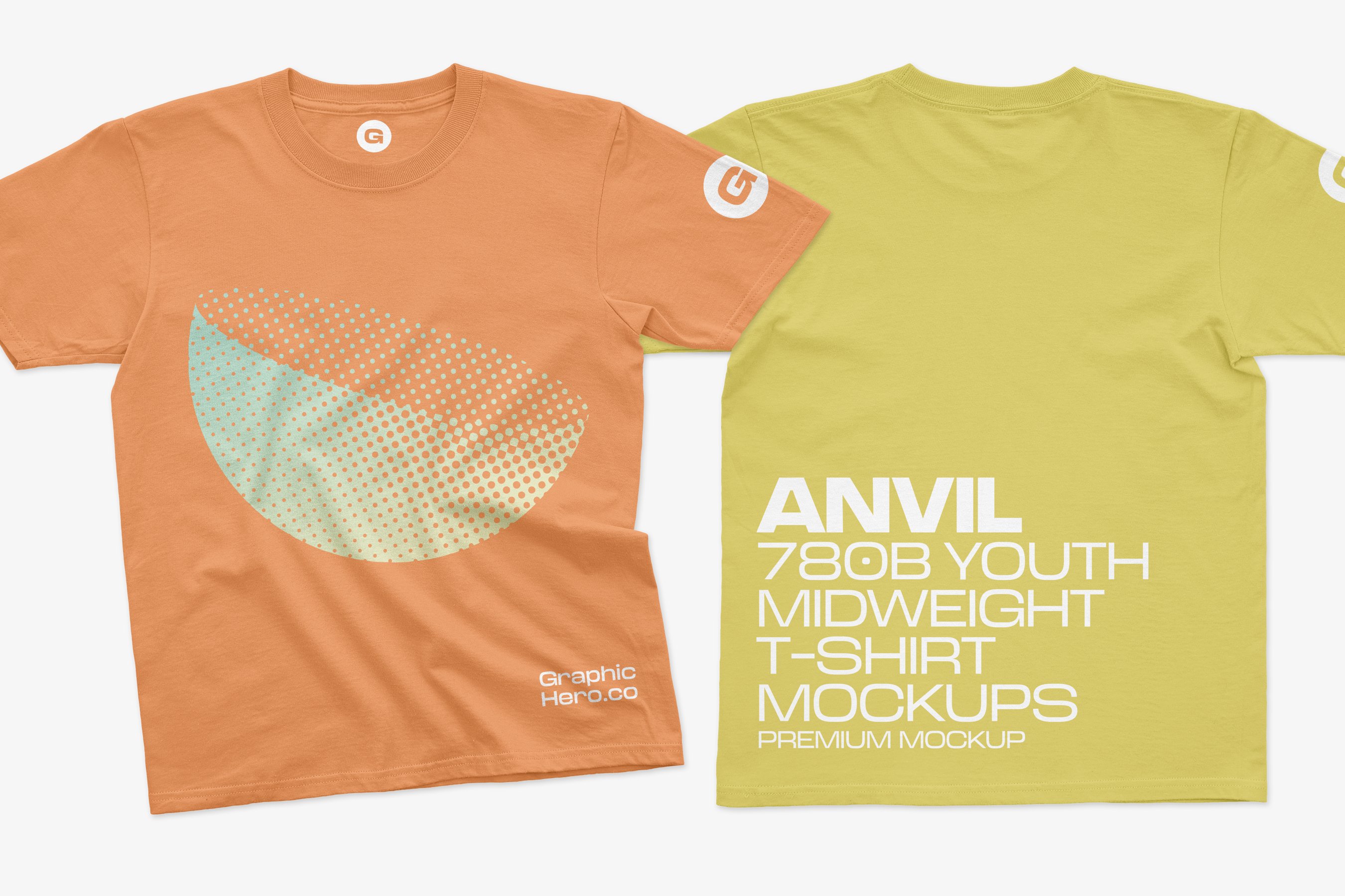 10款逼真半袖T恤印花图案设计PS智能贴图样机模板 Anvil 780B Youth T-Shirt Mockups_img_2