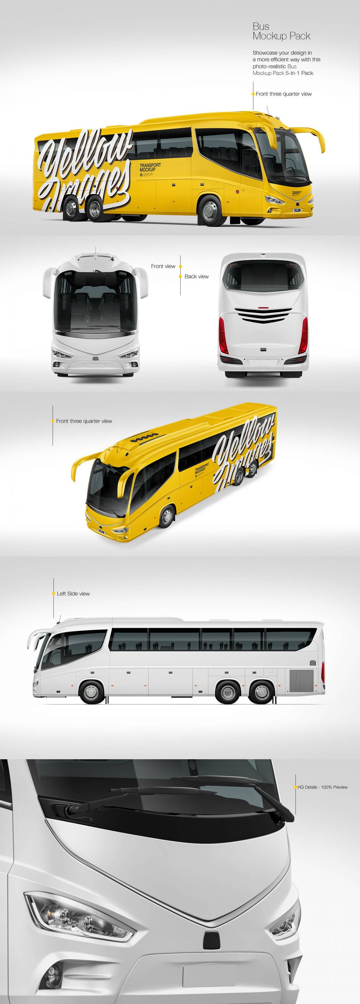 5款旅游大巴车车身广告设计贴图样机合集 Bus Mockup Pack_img_3