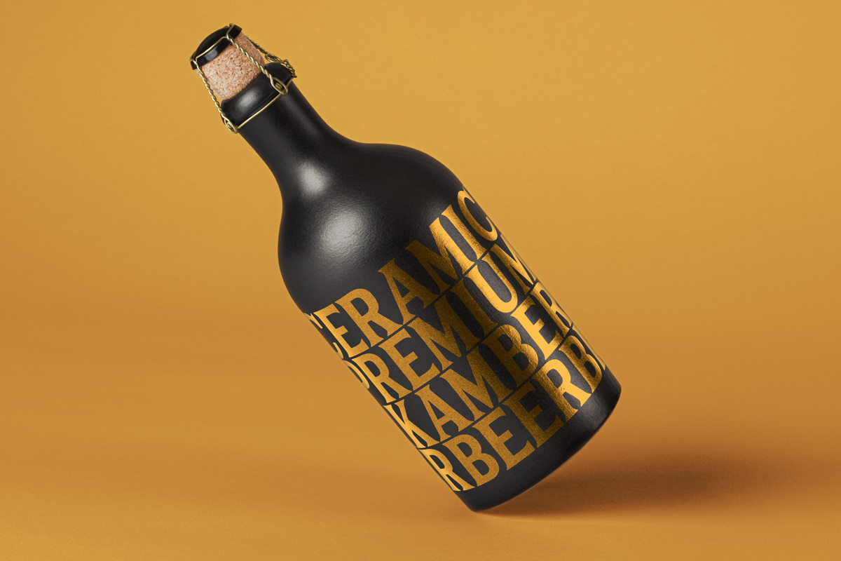 深色陶瓷酒瓶标签设计PSD样机模板 Dark Psd Bottle Mockup_img_2