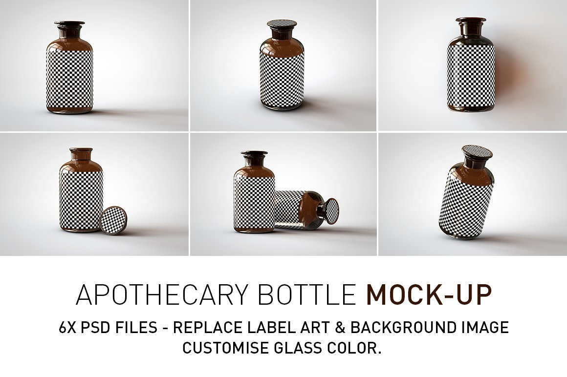 医疗药剂琥珀玻璃瓶设计样机模板素材 Apothecary Bottle Mock-Up_img_2