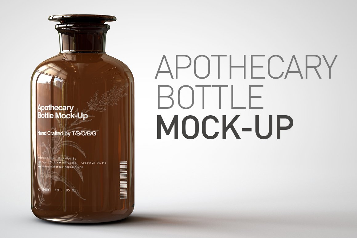 医疗药剂琥珀玻璃瓶设计样机模板素材 Apothecary Bottle Mock-Up_img_2