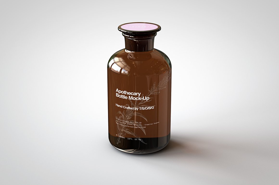 医疗药剂琥珀玻璃瓶设计样机模板素材 Apothecary Bottle Mock-Up_img_2