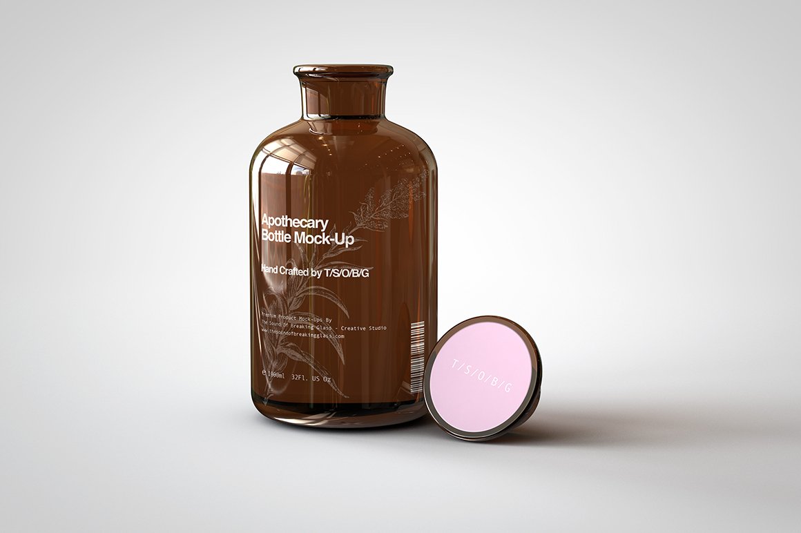 医疗药剂琥珀玻璃瓶设计样机模板素材 Apothecary Bottle Mock-Up_img_2