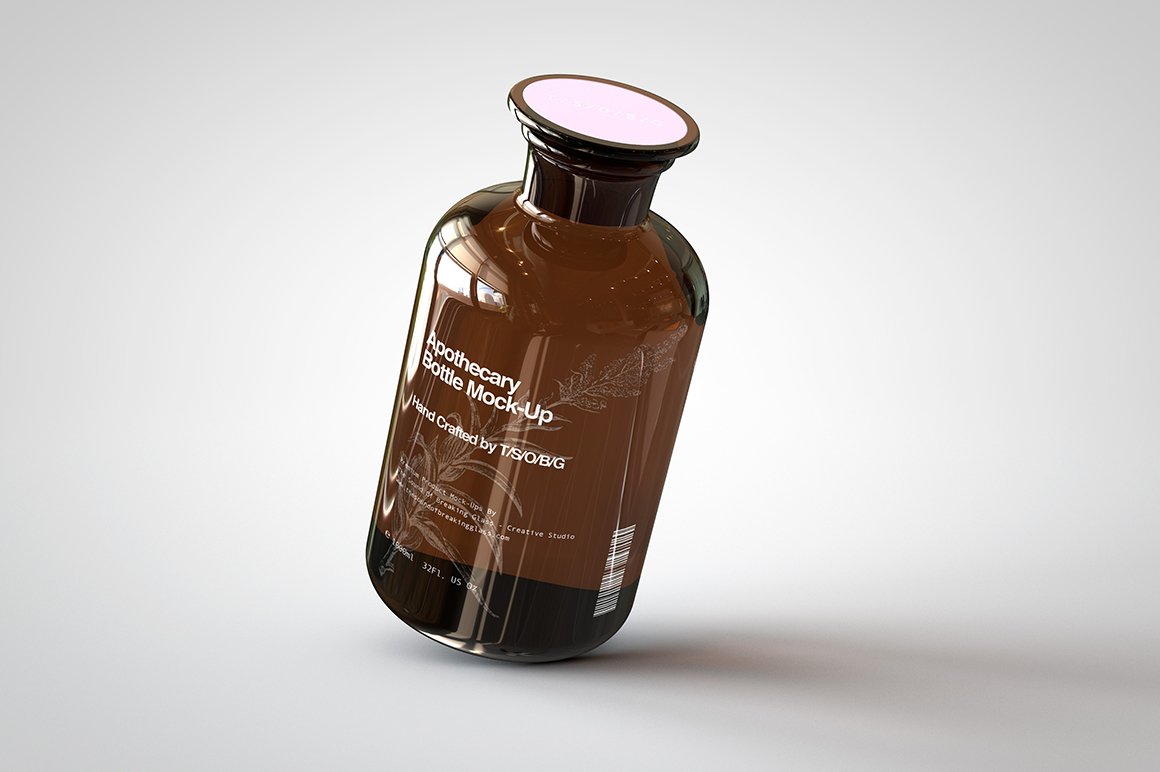 医疗药剂琥珀玻璃瓶设计样机模板素材 Apothecary Bottle Mock-Up_img_2