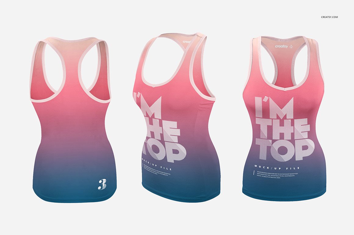 女士运动健身背心印花图案设计样机合集 Women Tank Top Mockup Set_img_2