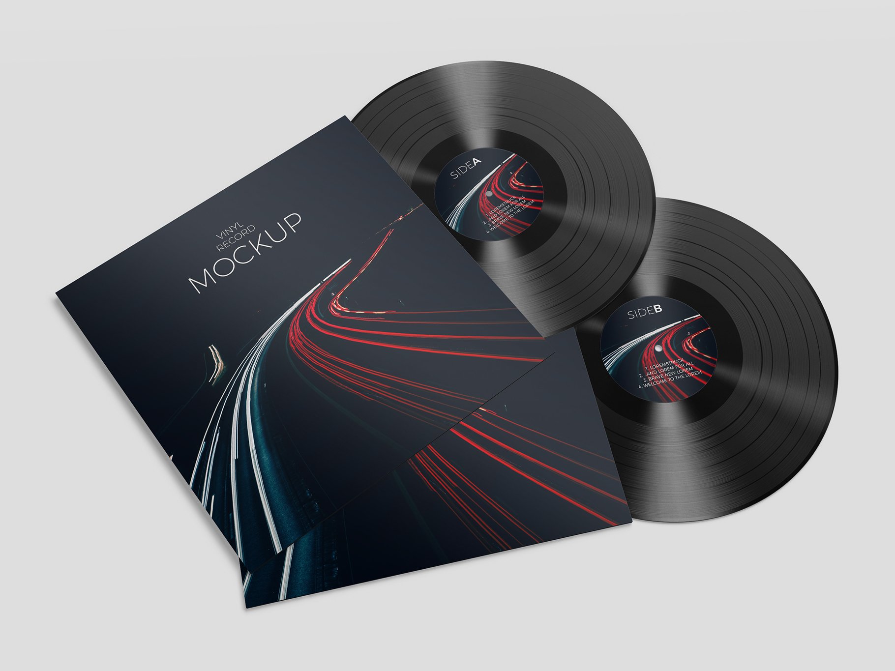 12个逼真黑胶片包装设计PS智能贴图样机模板 Vinyl Record Mockup_img_2