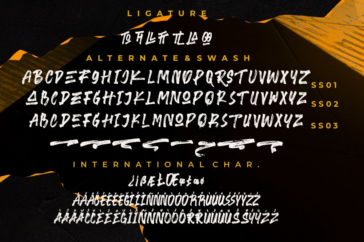 复古涂鸦效果标题品牌徽标Logo手写粗体英文字体素材 Galvanis All Caps Brush Typeface_img_2