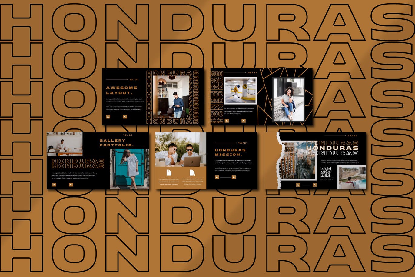 潮流撕纸效果品牌营销设计提案简报演示文稿模板素材 HONDURAS Bundle Presentation Template_img_2