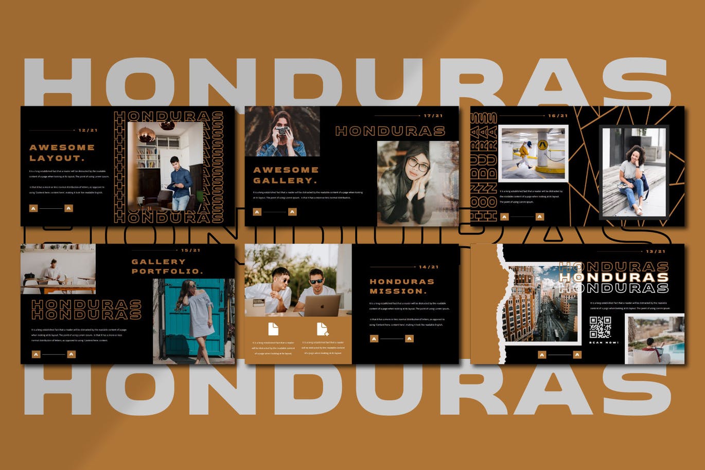 潮流撕纸效果品牌营销设计提案简报演示文稿模板素材 HONDURAS Bundle Presentation Template_img_2