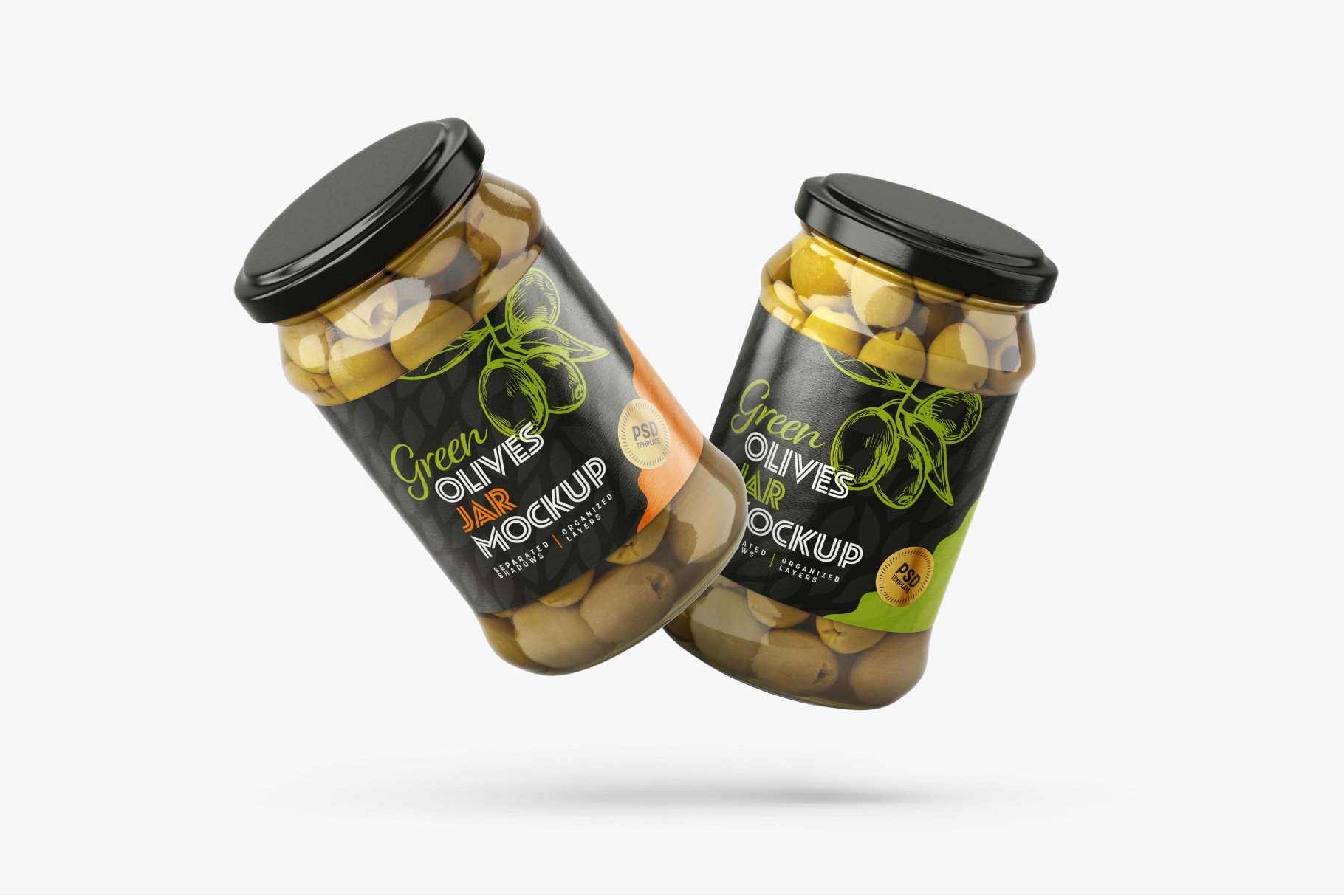 9款新潮华丽食品果酱罐头玻璃罐标签设计样机合集 Olives Jar Mockup Set_img_2