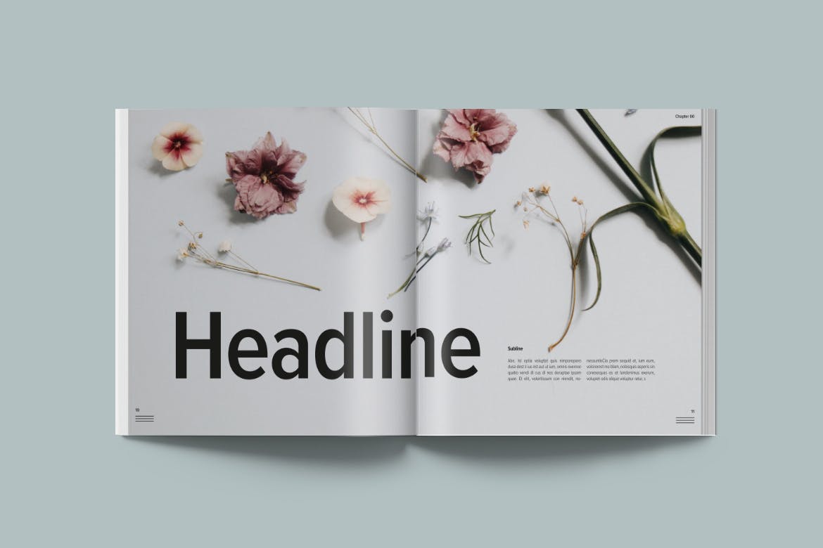 简约优雅画册杂志设计INDD模板素材 Magazine Template Bloom_img_2