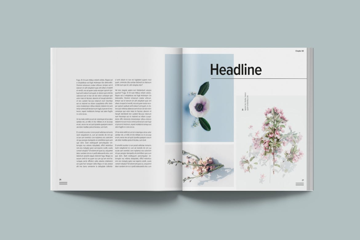 简约优雅画册杂志设计INDD模板素材 Magazine Template Bloom_img_2