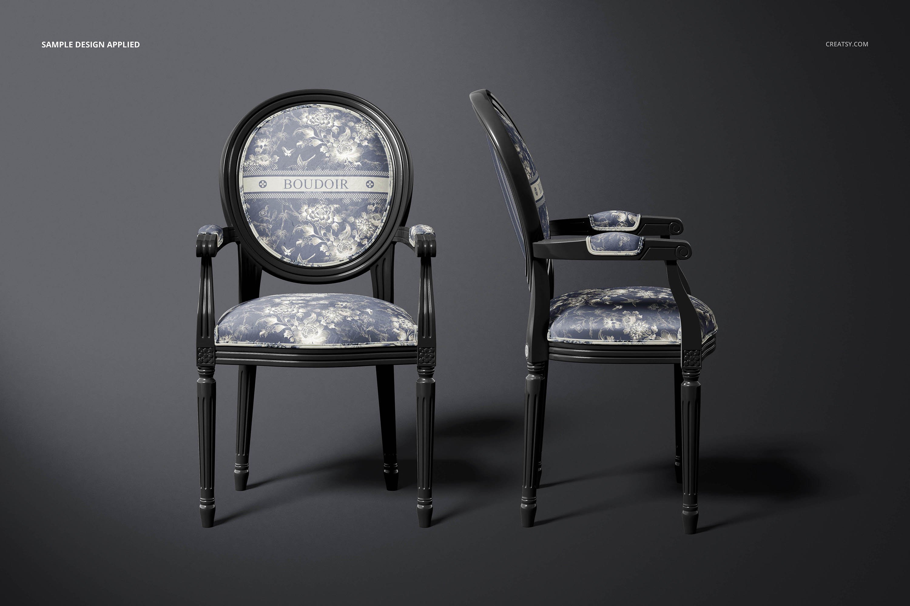 优雅奢华欧风靠背扶手椅子设计PSD样机素材 Louis XVI Medallion Armchair Mockup_img_2