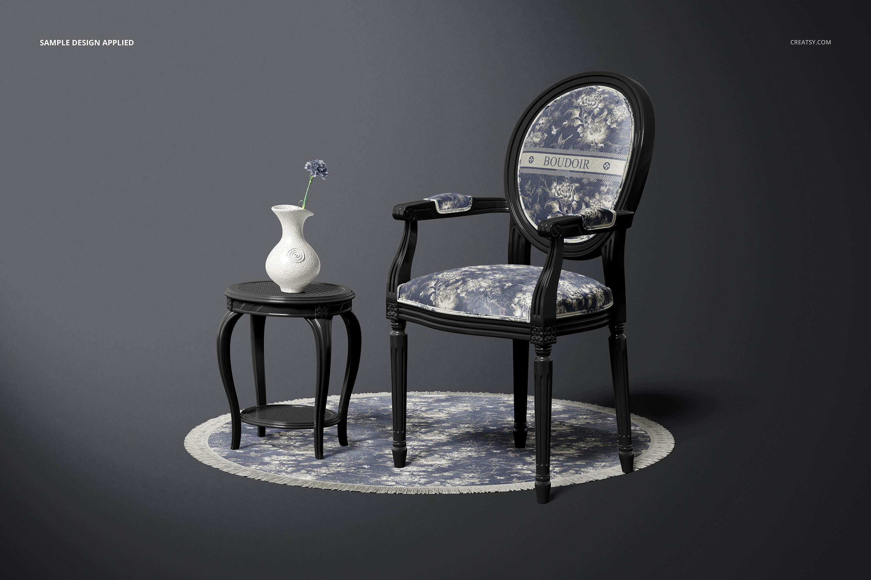 优雅奢华欧风靠背扶手椅子设计PSD样机素材 Louis XVI Medallion Armchair Mockup_img_2