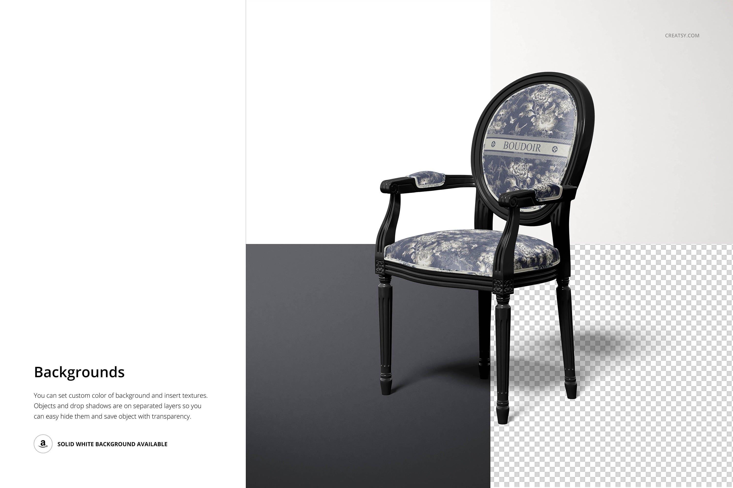 优雅奢华欧风靠背扶手椅子设计PSD样机素材 Louis XVI Medallion Armchair Mockup_img_2