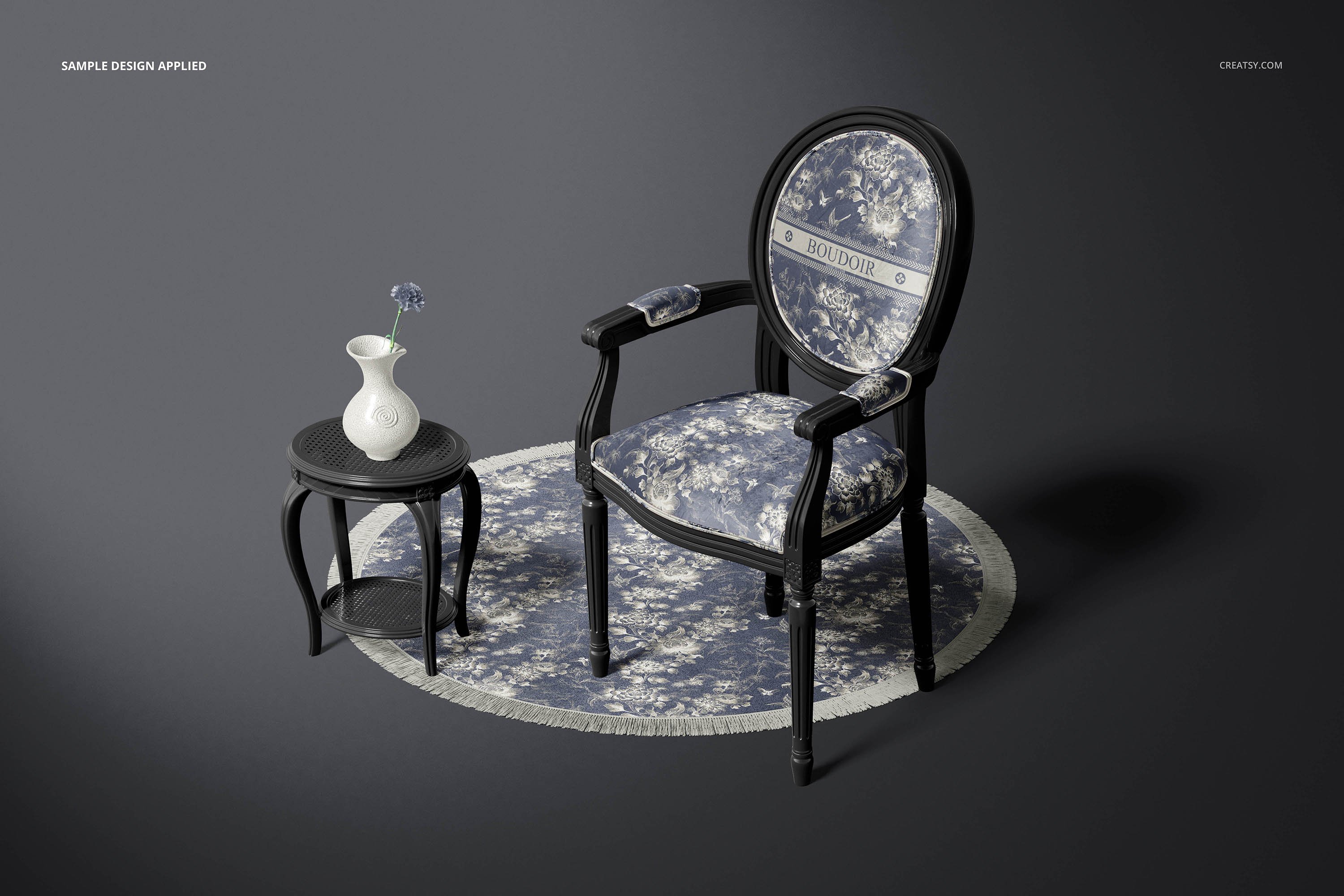 优雅奢华欧风靠背扶手椅子设计PSD样机素材 Louis XVI Medallion Armchair Mockup_img_2