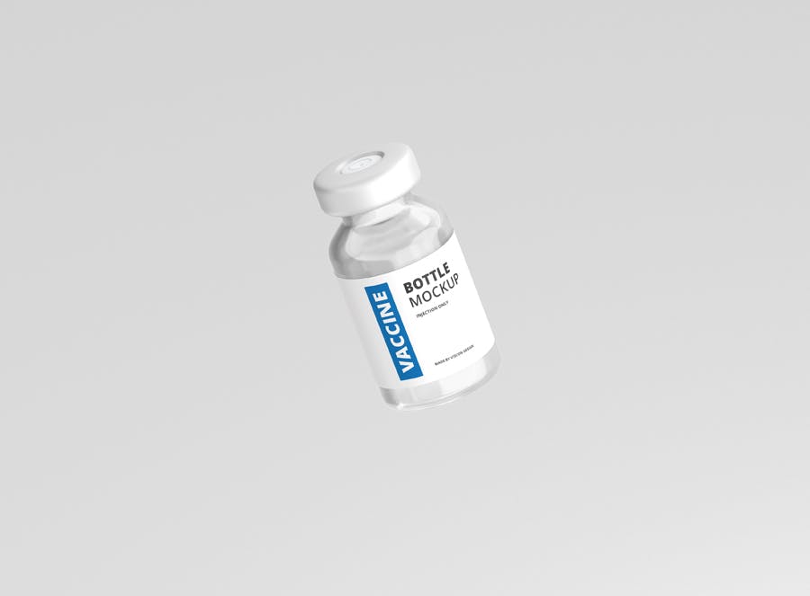 高品质医疗疫苗药瓶设计PS智能贴图样机模板 Vaccine Bottle Mockup_img_2