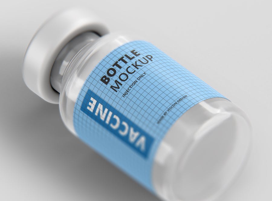 高品质医疗疫苗药瓶设计PS智能贴图样机模板 Vaccine Bottle Mockup_img_2