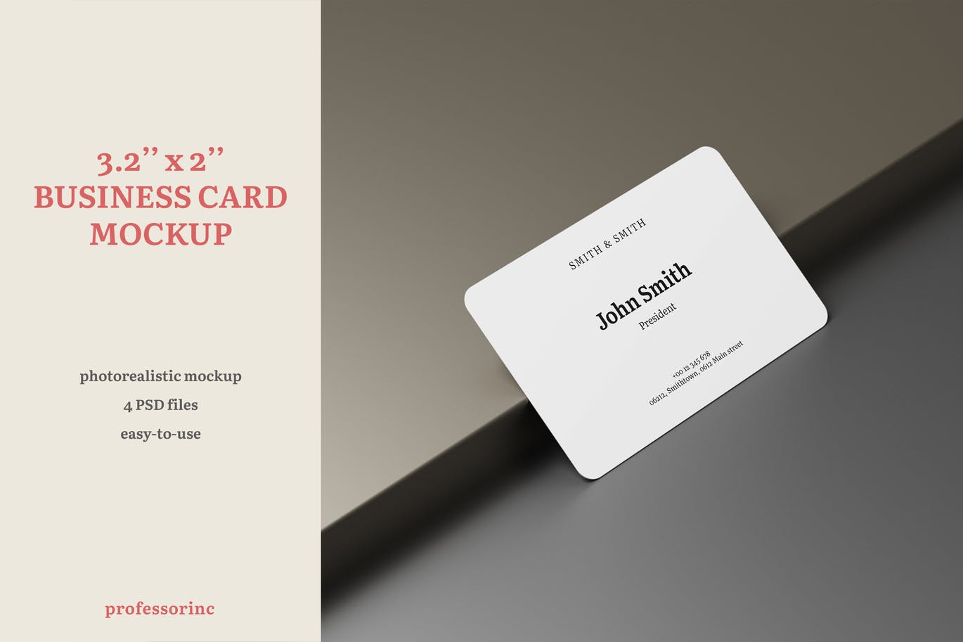 逼真商务名片卡片设计PSD样机模板素材 3.2x2 Business Card Mockup_img_2