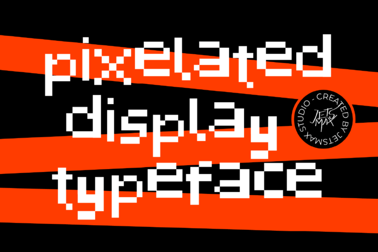 潮流复古像素几何杂志海报标题Logo英文字体设计素材 Pixelated Display Font_img_2