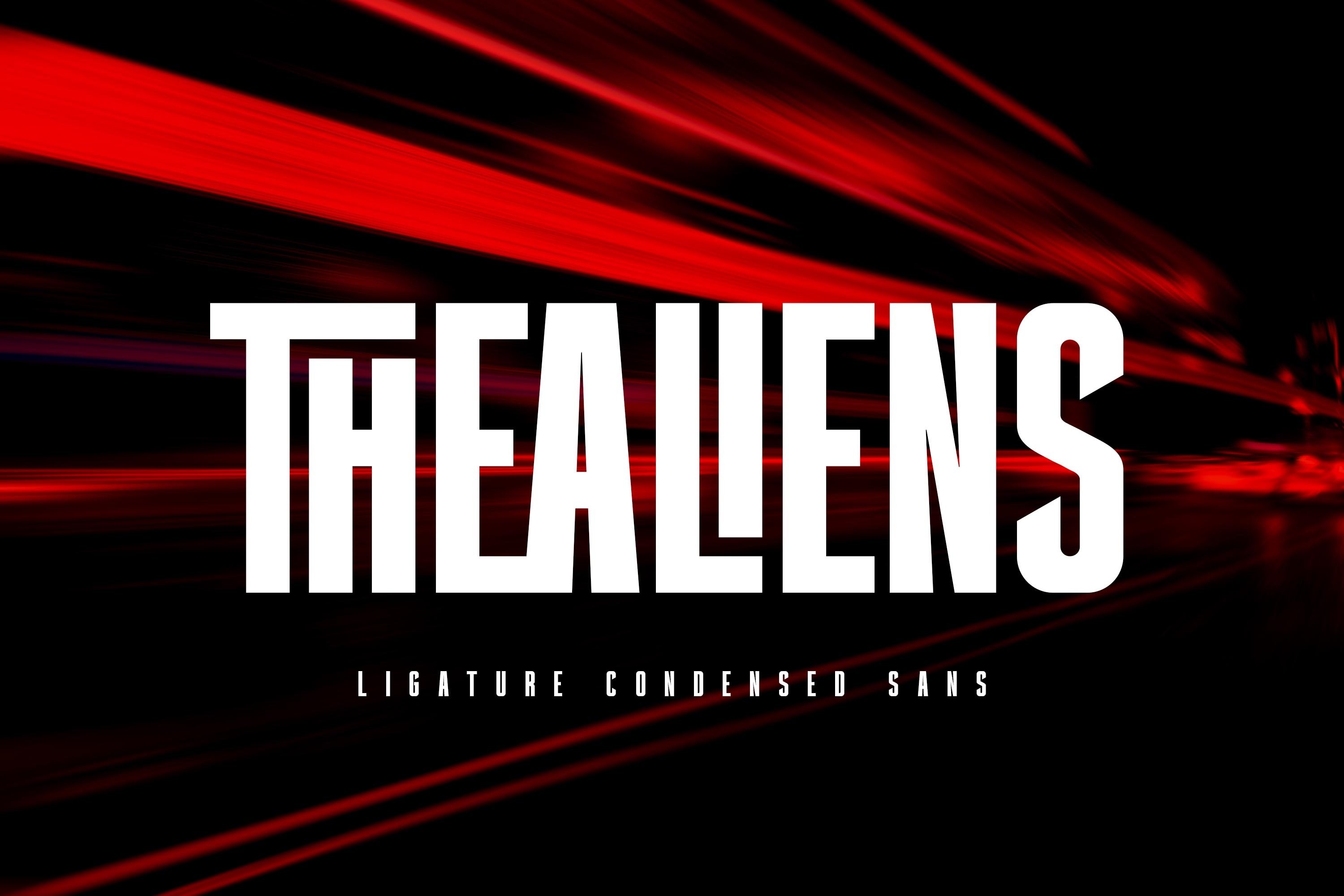 潮流现代创意海报杂志标题Logo无衬线反差英文字体 Thealiens – Ligature Condensed Sans_img_2