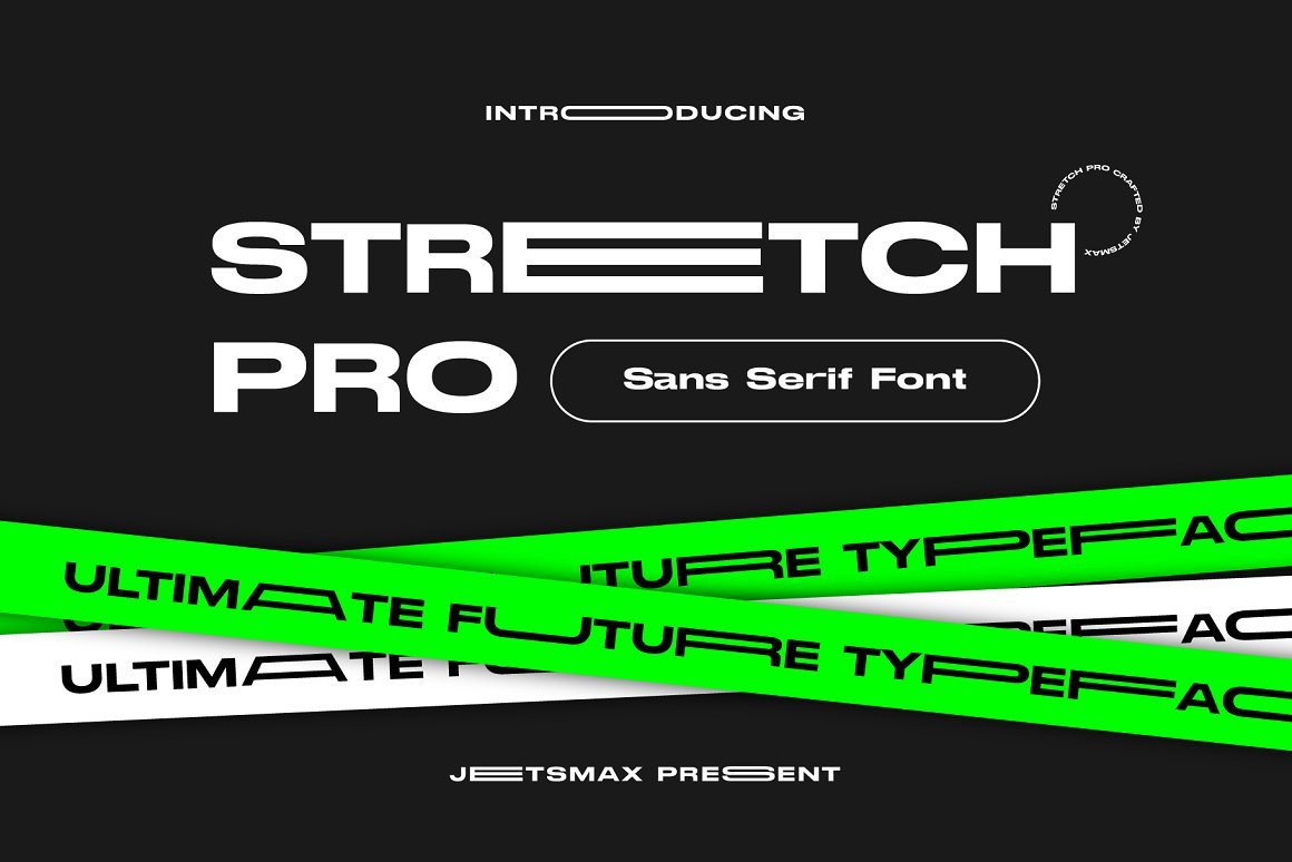 现代创意扩展海报杂志广告标题Logo无衬线英文字体 Stretch Pro - Futuristic Typeface_img_2