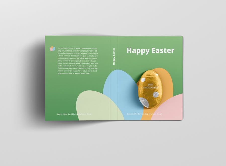 时尚带巧克力文件夹卡片设计样机素材 Easter Folder Card Mockup_img_2