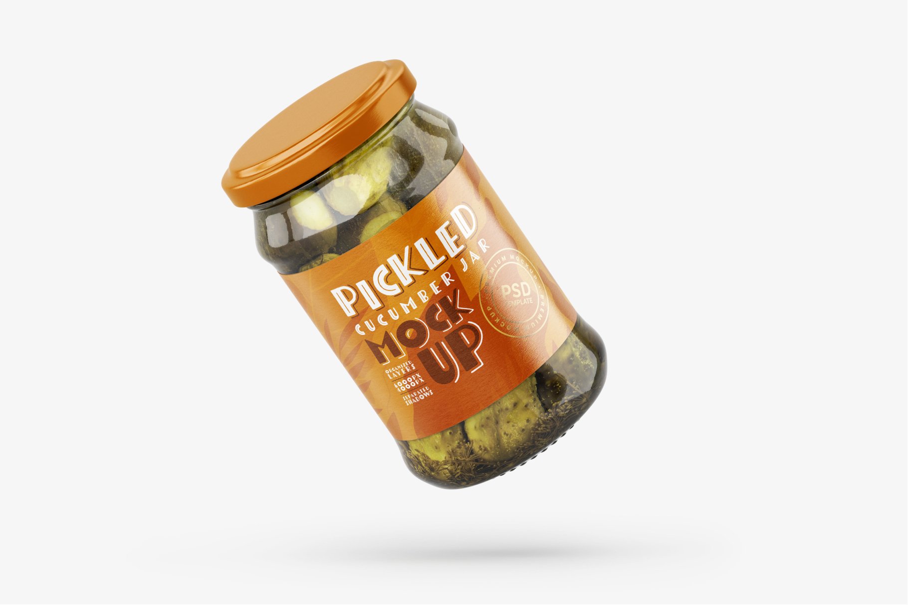 7款新潮黄瓜咸菜果酱玻璃瓶标签设计展示样机合集 Pickled Cucumber Jar Mockup Set_img_2