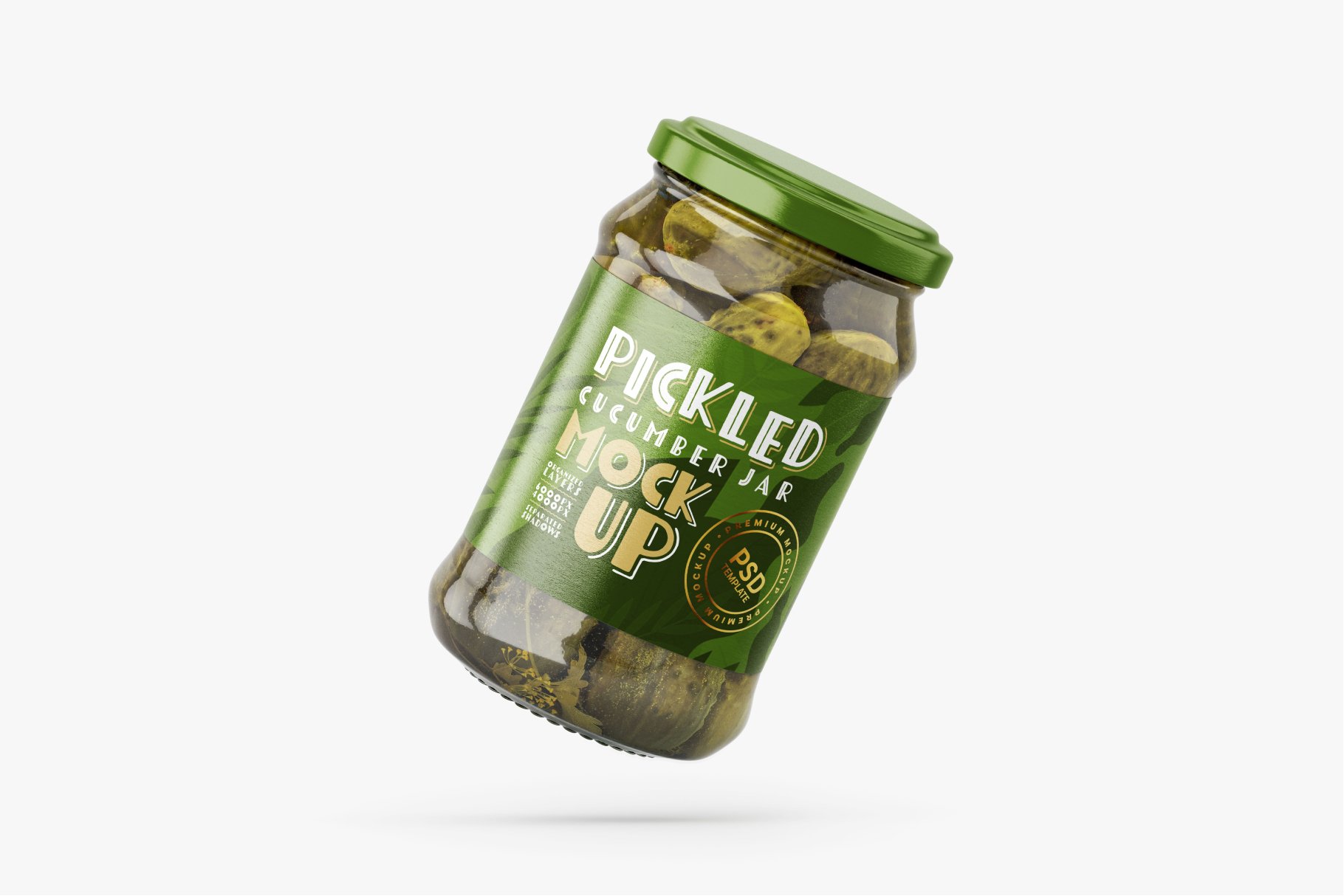 7款新潮黄瓜咸菜果酱玻璃瓶标签设计展示样机合集 Pickled Cucumber Jar Mockup Set_img_2