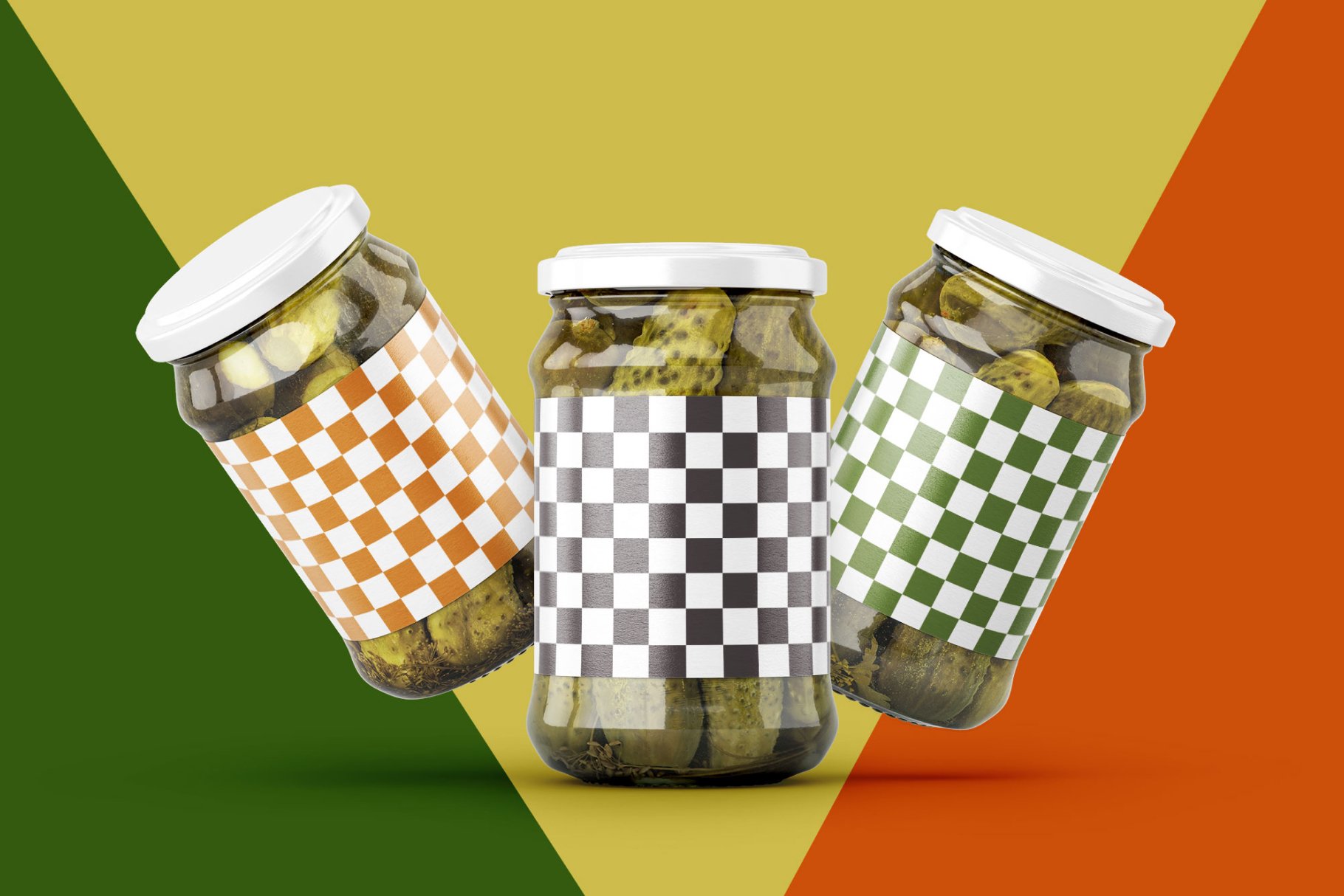 7款新潮黄瓜咸菜果酱玻璃瓶标签设计展示样机合集 Pickled Cucumber Jar Mockup Set_img_2