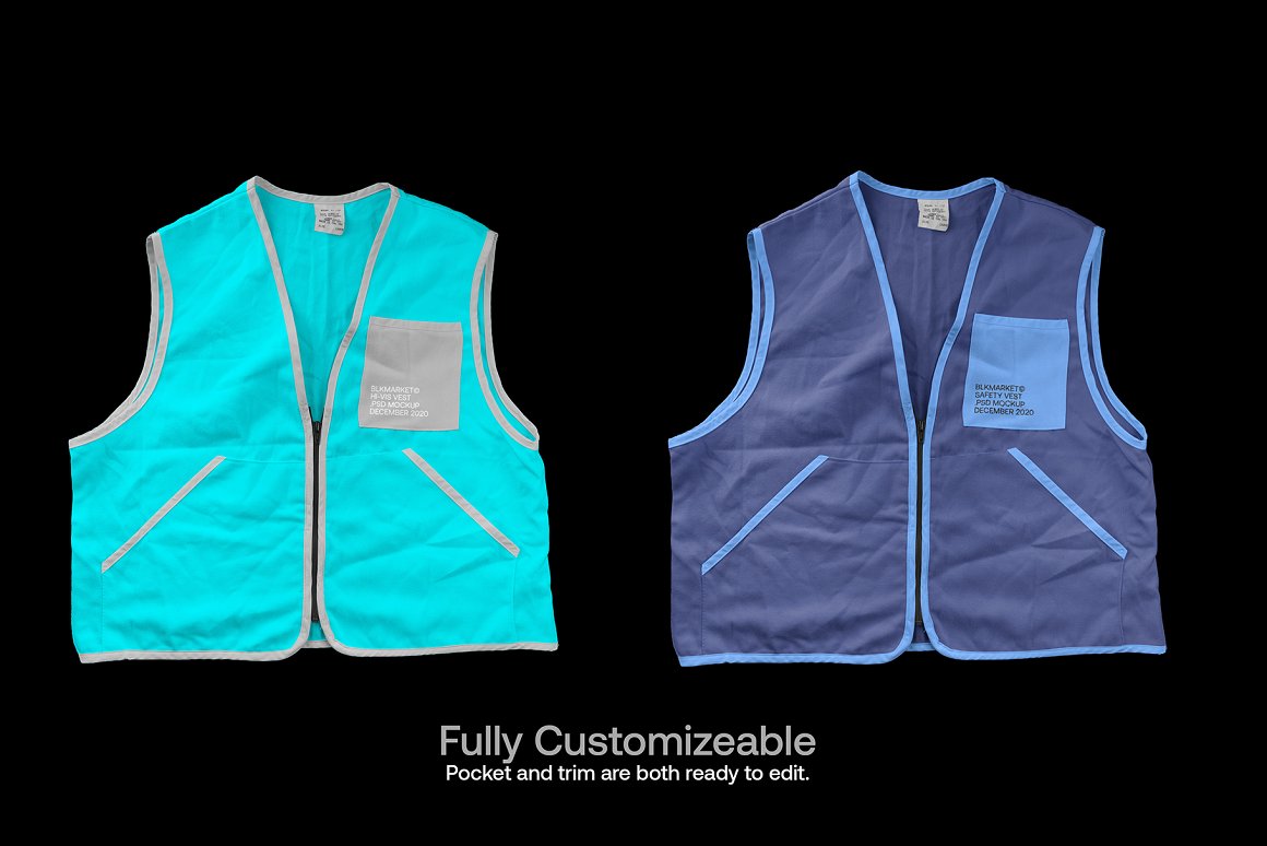 潮流安全背心图案印花设计智能贴图PSD样机模板 Blkmarket - Mockup Safety-vest.psd - Streetwear Mockup_img_2