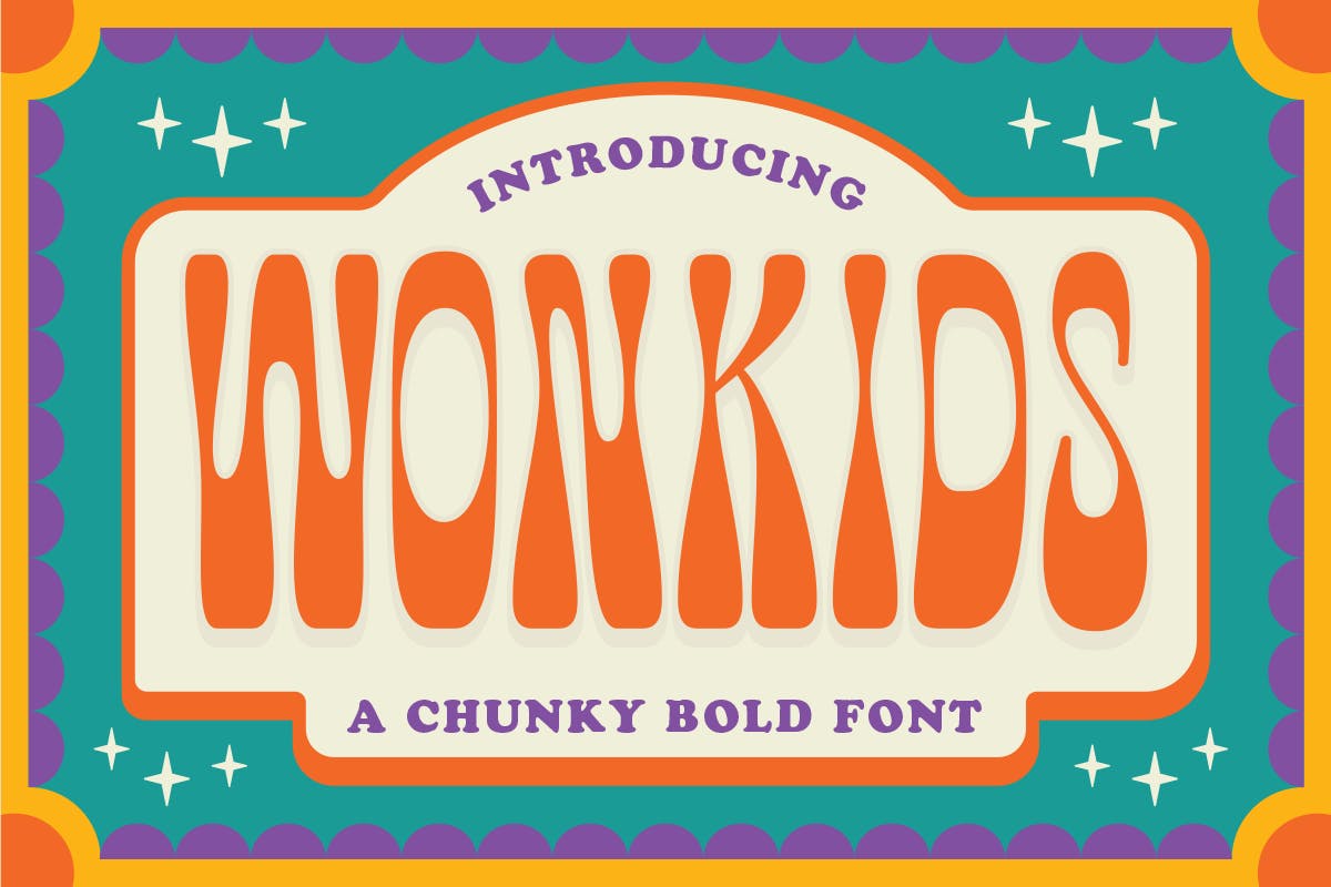 有趣卡通海报品牌包装标题Logo粗体英文字体素材 Fuente Wonkids Bold & Chunky_img_2