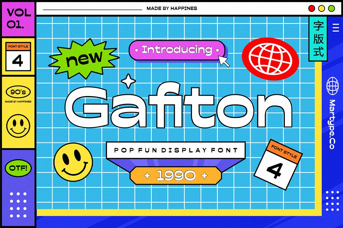 潮流逆反差酸性海报标题Logo设计无衬线英文字体素材 Gafiton Font_img_2