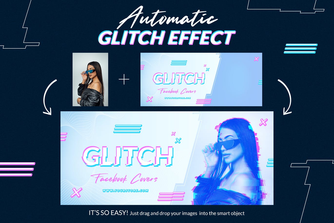 超流故障风Facebook封面海报设计PSD模板素材 Glitch Facebook Covers_img_2